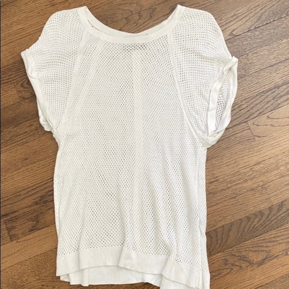 Rag & bone white mesh knit shirt sleeve top small